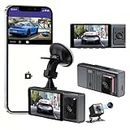Camera for Cars Front and Rear Inside 1080P Dash Camera for Cars 3 Channel Dash Cam Dash Dashcam Three Way Car Camera with Infrared Night Vision Loop Recording APP 2024
