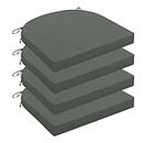 Wellsin Outdoor Chair Cushions for Patio Furniture - Patio Chair Cushions Set of 4 - Waterproof Round Corner Outdoor Seat Cushions 17"X16"X2", Charcoal Grey