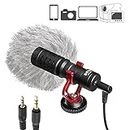 Boya by-MM1 Super-Cardioid Shotgun Microphone with Real Time Monitoring Compatible with iPhone/Android Smartphones, DSLR Cameras Camcorders for Live Streaming Audio Recording