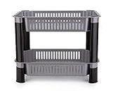 FOROLY Plastic Racks for Storage, Shelf, Vegetable Stand for Home, Office and Kitchen (2 Layer, Silver)