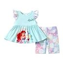 Disney Princess Toddler Girl Outfits Ruffle Sleeve Top and Pants Set Blue 5-6 Years