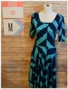 LuLaRoe NWT Nicole Dress Size M Blue & Light Blue Diagonal Stripes