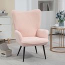 Sherpa Boucle Accent Chair with Wing Back for Living Room