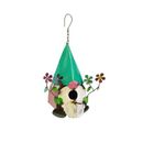 Trinx Cristalina Hanging Gnome w/ Flowers Birdhouse Metal in Blue/Green/Red | 15 H x 10 W x 13 D in | Wayfair FFD99D1C858C456D9857704F663E21ED