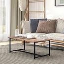 FOUBAM Coffee Table Living Room, Modern Center Table Rectangular, Industrial Furniture, Sofa End Tables/Tea Table/Table Basse De Salon with Metal Black Frame Rustic Brown
