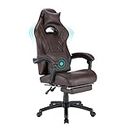 segedom Gaming Chairs High Back Massage Game Chair with Footrest Computer Reclining Chair with Headrest and Lumbar Support for Big and Tall PVC Leather Gaming Chair for Adults (Coffee)