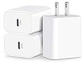 USB C Charger Block, 3-Pack 20W USB-C Power Adapter Wall Charger Plug Brick Cube Fast Charging for iPhone 15/14/Plus/13/12/11/Pro Max/Mini, iPad Pro/Air, Google Pixel 8/7/6/5/4/XL