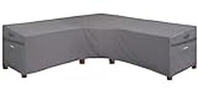 PATIOASIS Grey Outdoor V-Shaped Sofa Cover 102''L x 102''W x 35.5''D x 31/26''H Waterproof Sectional V Shape Patio Furniture Cover All Weather Proof