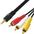 tunghey 3.5mm to 3 RCA Audio Video Cable, 3.5mm to 3-Male RCA Adapter Stereo AUX Cord AV Cable for MP3, Camcorders, Tablet, Speaker, Home Theater, DVD Player & More (1.5m)
