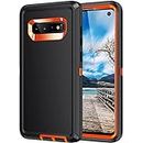Mieziba for Galaxy S10 Case,Heavy Duty Shockproof Dust/Drop Poof 3 Layers Full Bady Protection Rugged Cover Case for Galaxy S10,Black/Orange