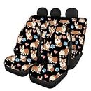 Woisttop Cute Corgi Automotive Seat Cover Accessories Front and Rear Seat Protectors 4pc Set Universal Fit