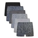 Sock Stack Pack Of 6 Mens Jersey Boxer Shorts 100% Combed Cotton Classic Fit Breathable Button Fly Design Men Boxers Underwear Elastic Waistband, Check XX Large