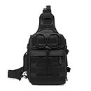 HUNTVP Tactical Sling Poitrine Pack Molle Daypack Mini Sac à Dos Assault Pack pour Camping Randonnée Trekking Noir