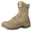LUDEY Mens Tactical Boots Military Boots for Men Combat Boots Light Work Security Boots Side Zipper Hiking Boots Botas de Trabajo Zapatos Militares para Hombres, Tan(ykk Side Zipper), 7.5