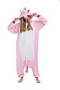 Adult Animal Onesie Pajamas, Men and Women's Animal Cosplay Costume Sleepwear, One-Piece Unisex Homewear, Pink Unicorn, Small