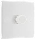 BG Electrical 881P-01 Single Round Push Button Intelligent Dimmer Light Switch, White Moulded, Round Edge, 2-Way, 8.6 cm*4.5 cm*8.6 cm