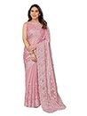 VAIRAGEE Women Soft Baby Pink Burberry Floral Pattern Stylish Embroidery Saree (6208_6)