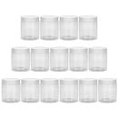 Yishik 15 Pack 8oz Round Plastic Jars with Screw White Lids,Refillable 250ml PET Clear Storage Jars for Slime Making,Cosmetic,DIY Crafts,Kitchen Storage(40 labels as gift)