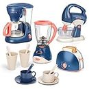 Aomola Kitchen Appliances Toy,Kids Kitchen Pretend Play Set with Coffee Maker Machine,Toaster, Blender and Mixer with Realistic Light and Sounds, Play Kitchen Set for Kids Ages 3-8