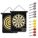Magnetic Safe Dart Board 15'' with 12 Darts Double-Sided for Kids and Adults