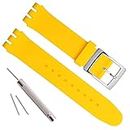 Silver Plated Stainless Steel Buckle Waterproof Silicone Rubber Watch Strap Watch Band (17mm, Yellow)