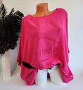Damen Oversized Bluse Poncho Blusenshirt Größe 44 46 48 50 52 Pink Tunika