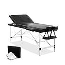 Zenses Massage Table Black 60cm Portable Aluminium, Massages Therapy Bed, Folding Headrest Beds 3 Fold Beauty Spa Waxing Chairs Bounes Covers Carry Bag