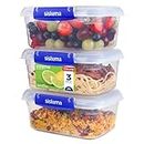 Sistema KLIP IT PLUS Food Storage Containers | 1 L | Leak-Proof, Stackable & Airtight Fridge/Freezer Containers with Lids | BPA-Free Plastic | Recyclable with TerraCycle® | 3 Count, Transparent