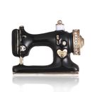 Sewing Machine Black Enamel Collar Brooch Pin Womens Jewelry Arts Crafts Gift