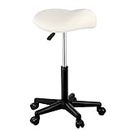 QUEESALN Saddle Stool Rolling Chair Health Saddle Stool Salon Medical Massage Tattoo Beauty SPA Pedicure Make Up Saddle Stool Home Office Saddle Stool,Adjustable Hydraulic Stool with Wheels (White)