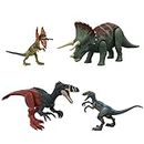 Jurassic World HJJ85 - Survival-Instincts-Dinosaurier-Starterset, Roar Strikers Megaraptor und Pteranodon, Blue und Dilophosaurus, digitales Spielerlebnis, Dinosaurierspielzeug ab 4 Jahren