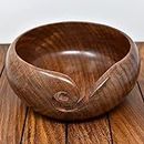 GURU JEE™ Handmade Wooden Yarn Bowl Wool Ball Holder Knitting Bowl Crochet Holder Gifts Showpiece (Natural Brown Plain (7x3))