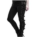 Women's Gothic Pants Hip Hop Punk Rocker Style Steampunk Sport Jogger Trousers for Ladies Plus Size Side Crossover Lace Up Buckle Strap Skinny Leggings Y2k Streetwear Black