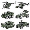 Die-cast Army Vehicles,Shellvcase Metal Military Toys 6 in 1 Assorted Alloy Car Toys for 4-8 Year Old Kids Boys