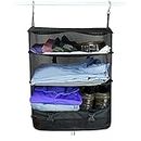 Portable Luggage Shelving System Organizer, Travel Luggage Organizer and Packing Cube Space Saver Has Built In Hanging Shelves and Laundry Storage Compartment