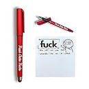 Fresh Outta Fucks Pad and Pen with Funny Stickers,Funny Pad and Pen Desk Accessory,Snarky Novelty Office Supplies,Sassy Funny Desk Accessory Gifts for Friends, Co-Workers, Boss (Color : Red, Size :