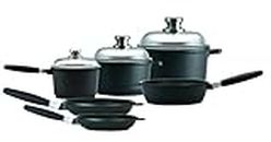 EuroCAST by BergHOFF Chef Set with 3 Lids | Ceramic and Titanium Cooking Surface | Durable, Lightweight Cast Construction | Detachable Handle for Oven Use | Designed in Europe. Made for America