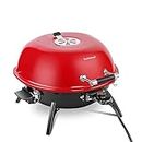 Electric BBQ Grill, Techwood 15-Serving Indoor/Outdoor Electric Grill for Indoor & Outdoor Use, Double Layer Design, Portable Removable Grill, 1600W (Tabletop Grill, Red)