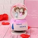TIED RIBBONS Decorative Romantic Love Couple Snow Globe with Musical Rotating Showpiece Statue Gift for Girlfriend Boyfriend Husband Wife Wedding Anniversary Birthday Gifts