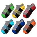 Comfoex Boys Socks 6 Pairs Ankle Athletic Sock Half Cushioned Low Cut Socks For Little Big Kids