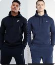 Mens Nike Club Logo Tracksuit Hoodie and Jogging Bottoms Set Black or Grey 