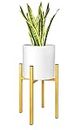 AMASS HANDICRAFTS® Metal Flower Pot with Stand for Indoor - Outdoor Home & Garden (White Gold)