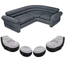 Intex Indoor Corner Sectional Couch w/Lounge Chair & Ottoman Set (2 Pack)