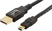 Amazon Basics USB-A to Mini USB 2.0 Fast Charging Cable, 480Mbps Transfer Speed with Gold-Plated Plugs, 0.9 m, Black