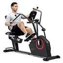 Sunny Health & Fitness Electromagnetic Recumbent Cross Trainer Exercise Elliptical Bike w/Arm Exercisers, Easy Access Seat & Exclusive SunnyFit® App Enhanced Bluetooth Connectivity - SF-RBE4886SMART