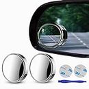 2 pcs Blind Spot Mirrors, 2" Round HD Glass Convex 360° Wide Angle Side Rear View Mirror with ABS Housing for Cars SUV and Trucks, Silver, Pack of 2