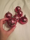 6 adornos de bola de Navidad rojo con copo de nieve plateado esmerilado/brillante británico