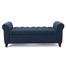 BLACK OAK Claxton Upholstered Flip top Storage Bench 2 Seater Sofa Couch Poufffe Storage Ottoman (Blue) 2-Person Sofa, Wood