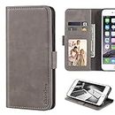 Nokia Lumia 650 Case, Leather Wallet Case with Cash & Card Slots Soft TPU Back Cover Magnet Flip Case for Nokia Lumia 650 (Grey)