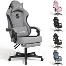  Gaming Chairs for Adults with Footrest-Computer Ergonomic Video Game Grey